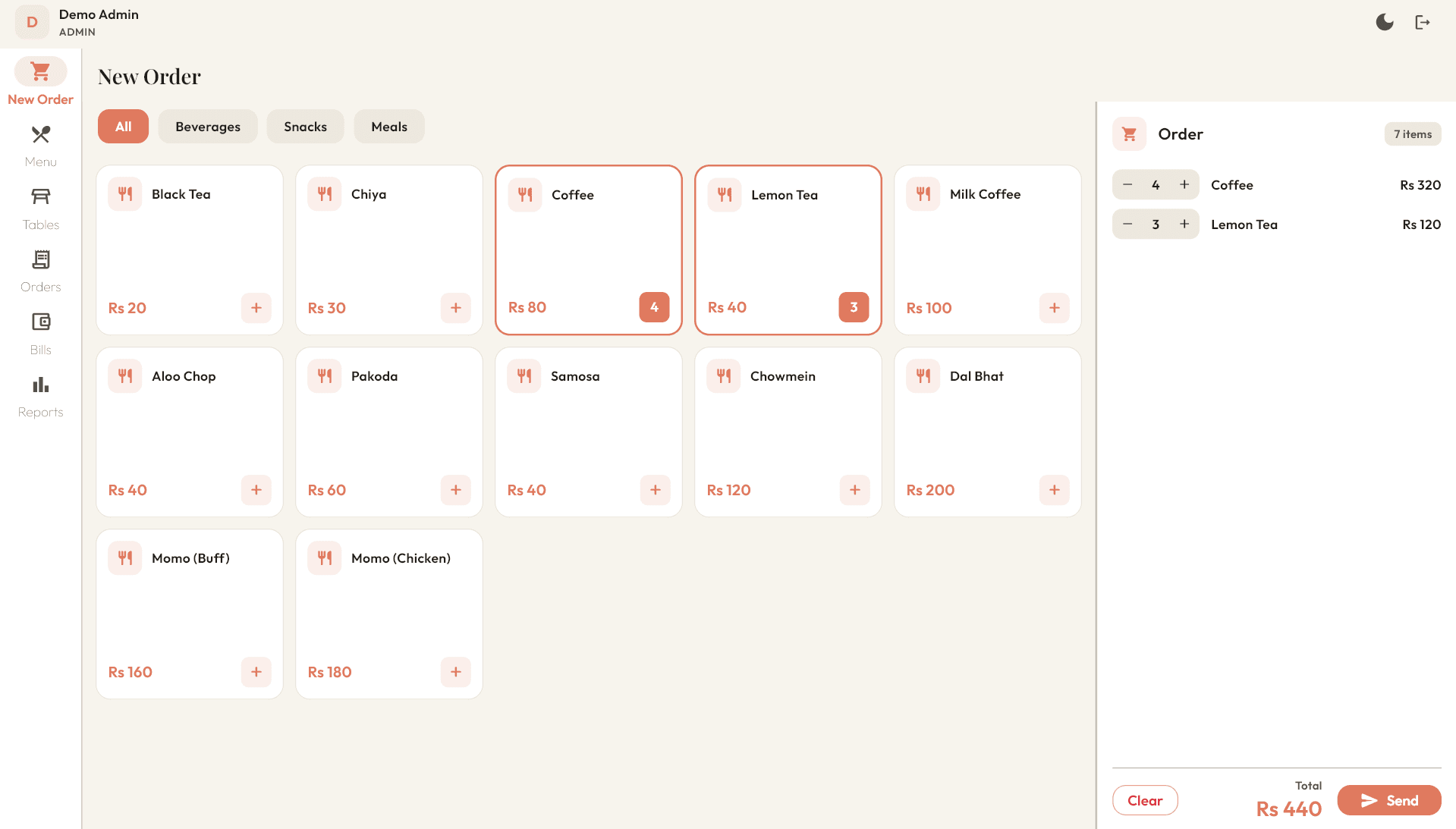 Khata — Smart POS for Restaurants & Cafes dashboard screenshot