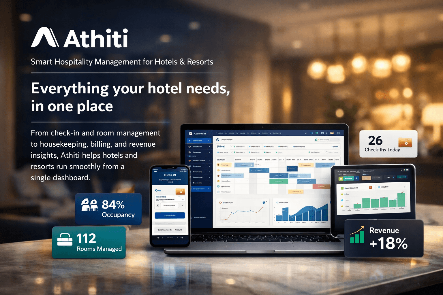 Athiti — Smart Hospitality Management for Hotels & Resorts dashboard screenshot